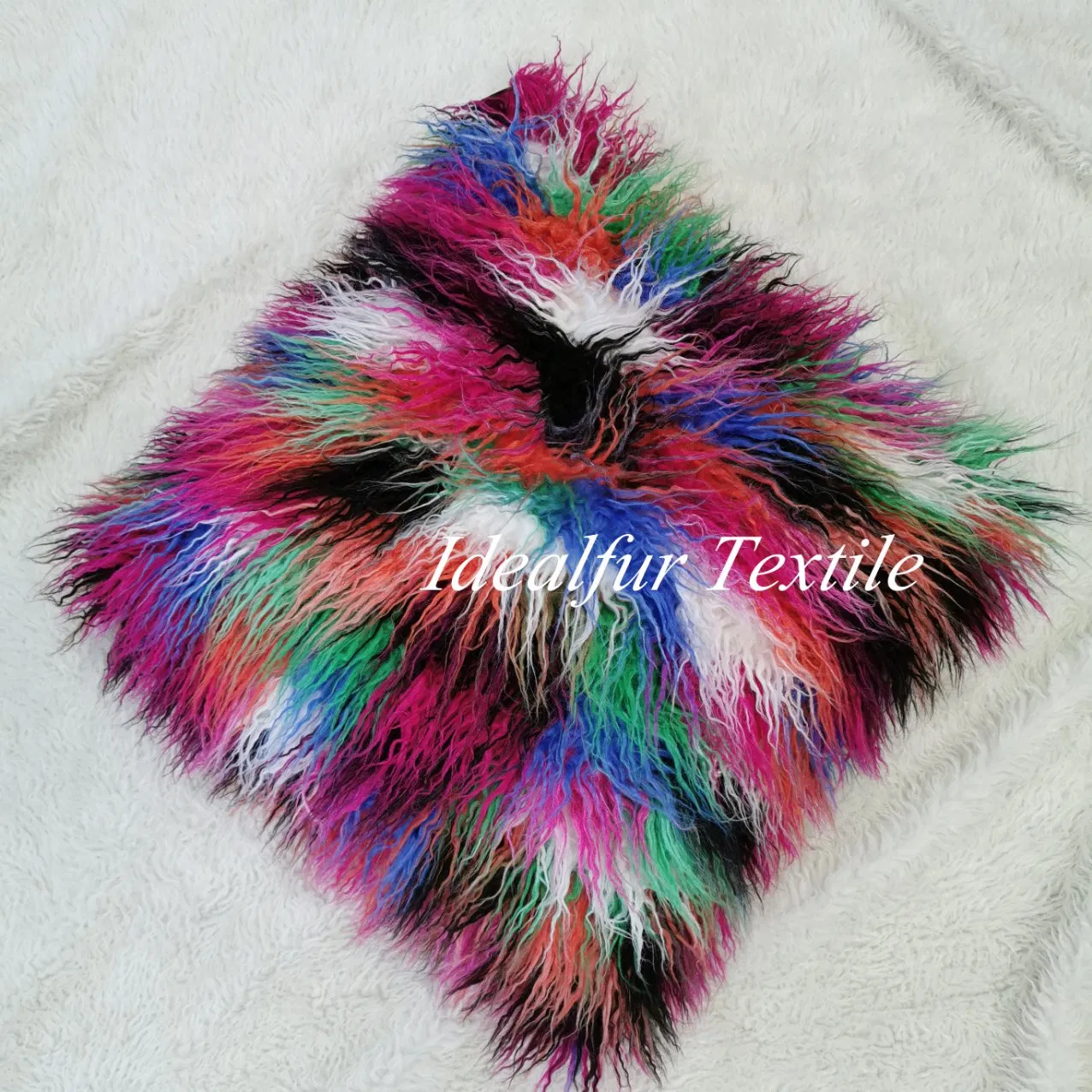 Folk-Custom Mongolian for Sofa Wholesale Long Pile Fake Fur Pillow Cover