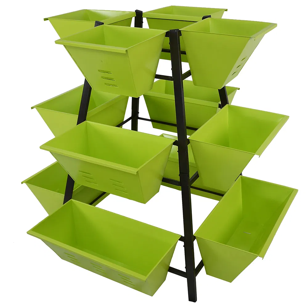 Wholesale Four Sides 3-Tier Metal Raised Garden Planter Flower Pots for Flower Vegetable Herb Planting