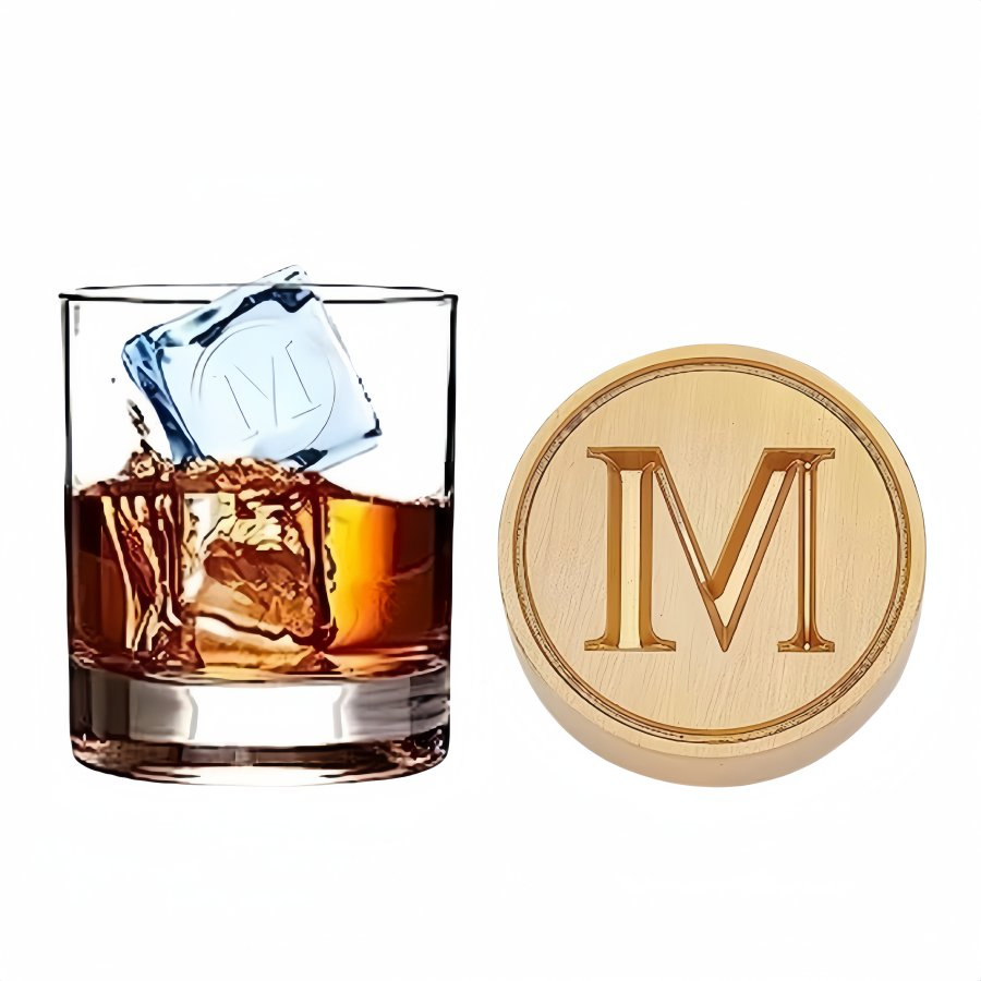 Ice Seal Stamp Customized Logo Copper Brass Ice Cube Pattern Seal for Wine Drink Ice Carving Seal for Bar