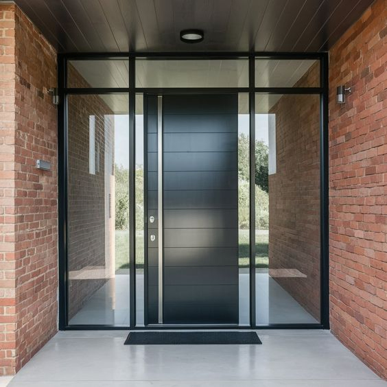 Chinese Customized Exterior Swing Entrance Entry Front Doors Metal Stainless Steel Aluminum Modern Wrought Iron Main Gate Pivot Security-Door