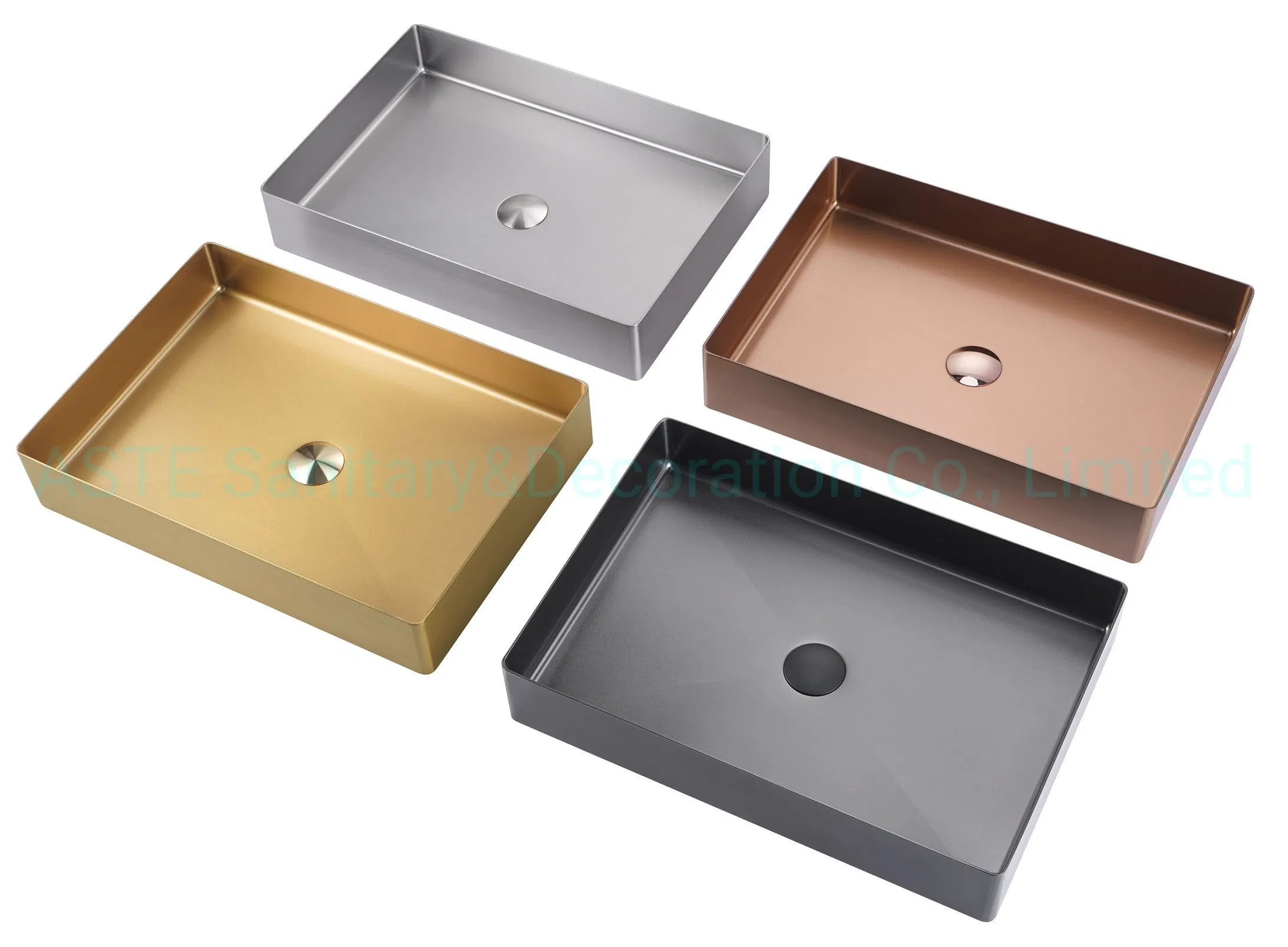 55× 38cm Handcrafted Handmade Top Mount Bathroom Rest Room Stainless Steel PVD Finish Wash Basin Hbm5538