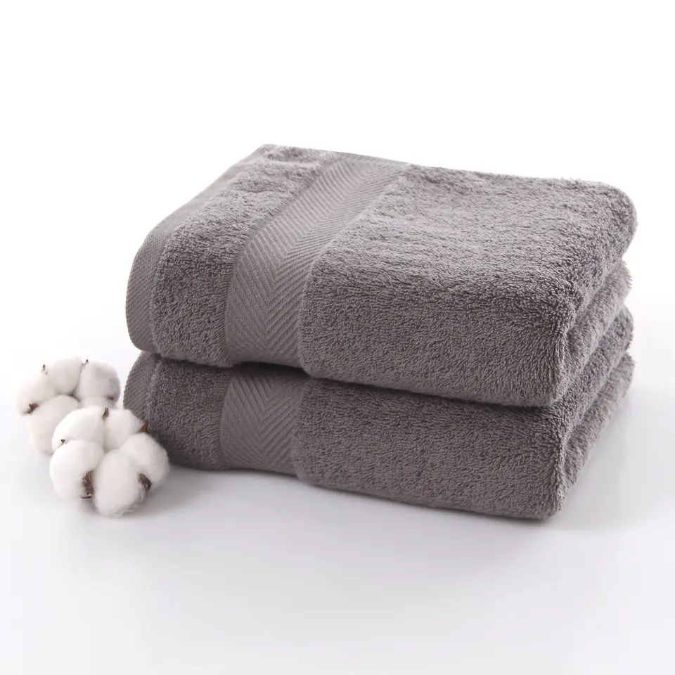 Luxury 100% Cotton Grey Hotel Bath Towel Sets Soft Hand Towel