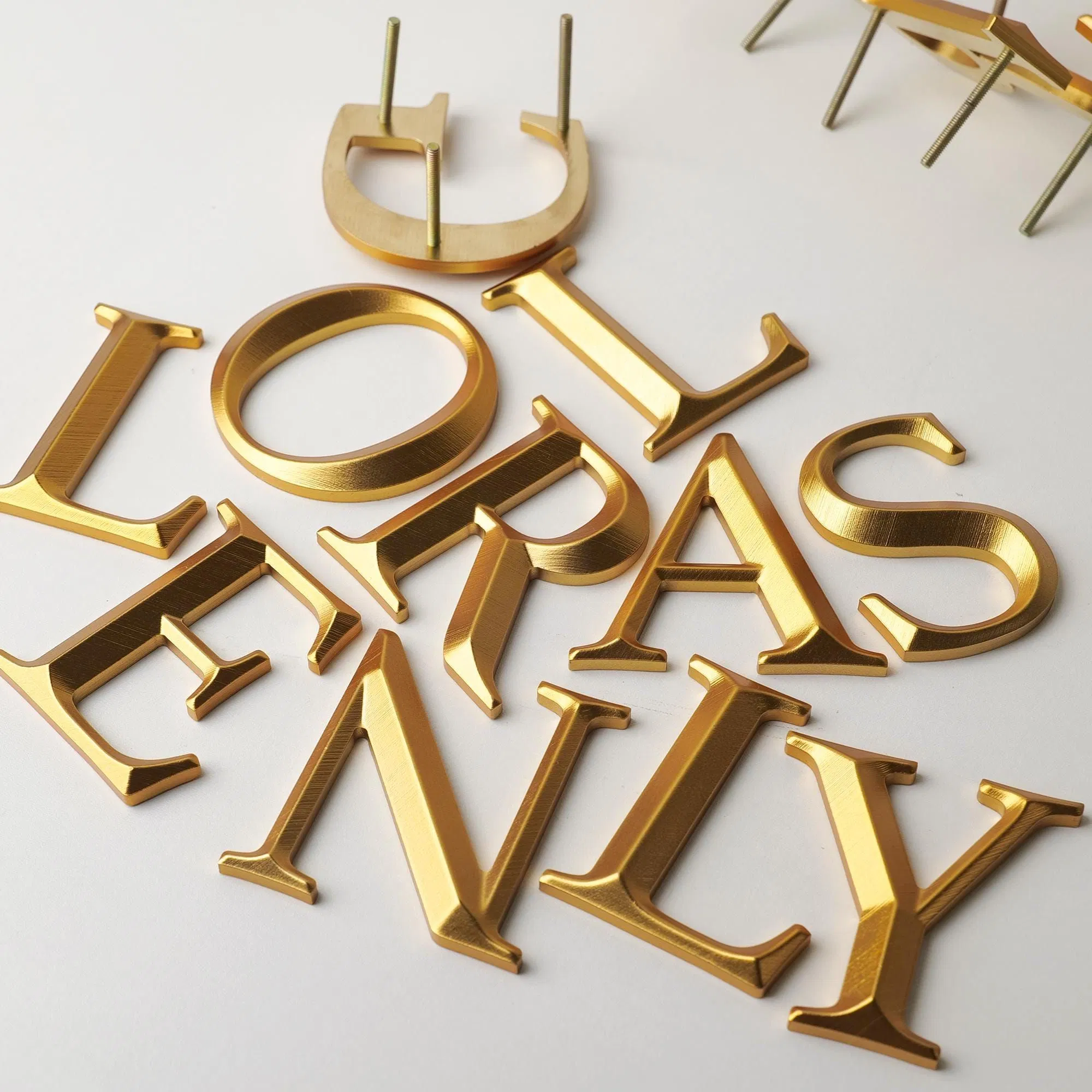 Custom 3D Champagne Gold Engraved Letters for Business Signage