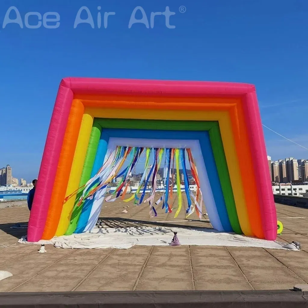 Giant Inflatable Rainbow Arch with Colored Stripes for Party Themed Party Decoration