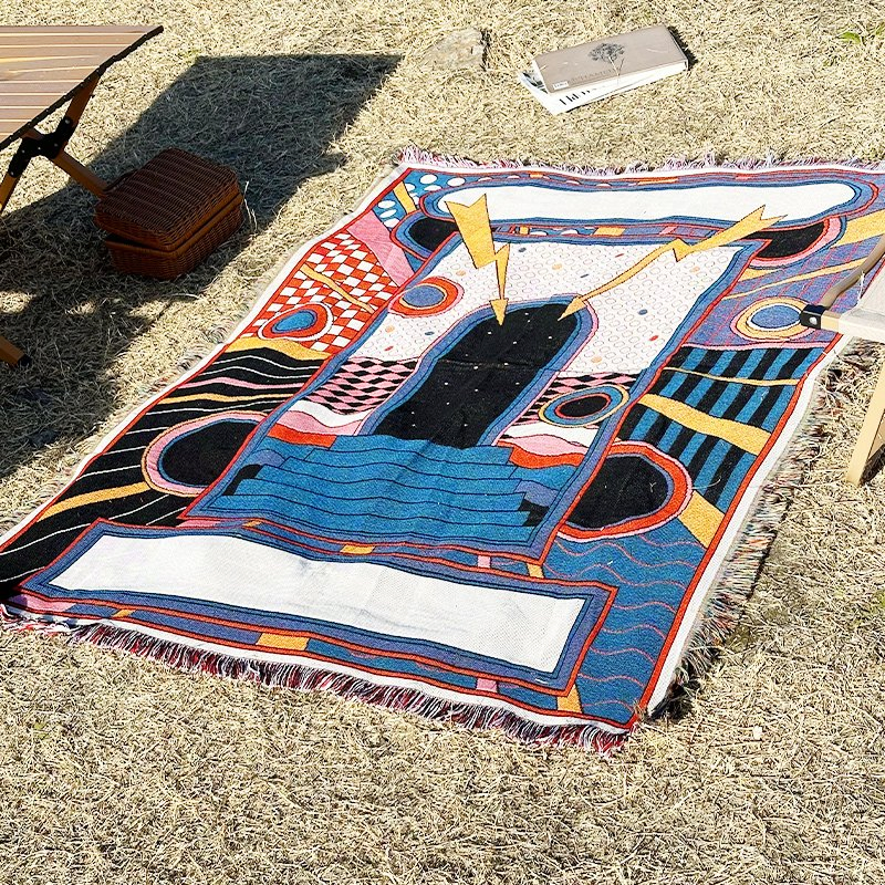 High Quality Woven Tapestry Blanket Custom Design Logo & Pattern Outdoor Travel Jacquard Blanket or Home Use Sofa Blanket