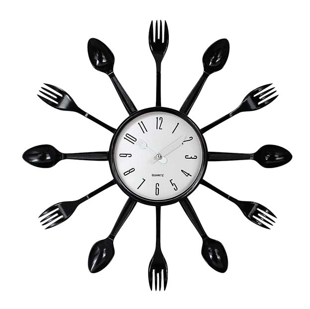 15" Round Special Design Silver Kitchen Series Plastic Quartz Wall Clock