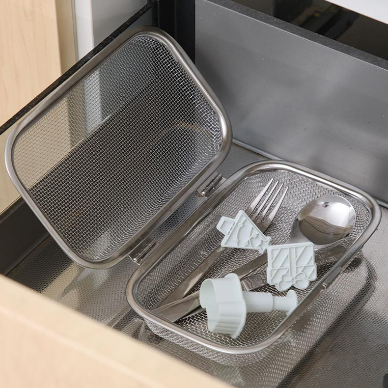304 Stainless Steel Dishwasher Mesh Basket Utensil Spoons Chopstick Storage Basket