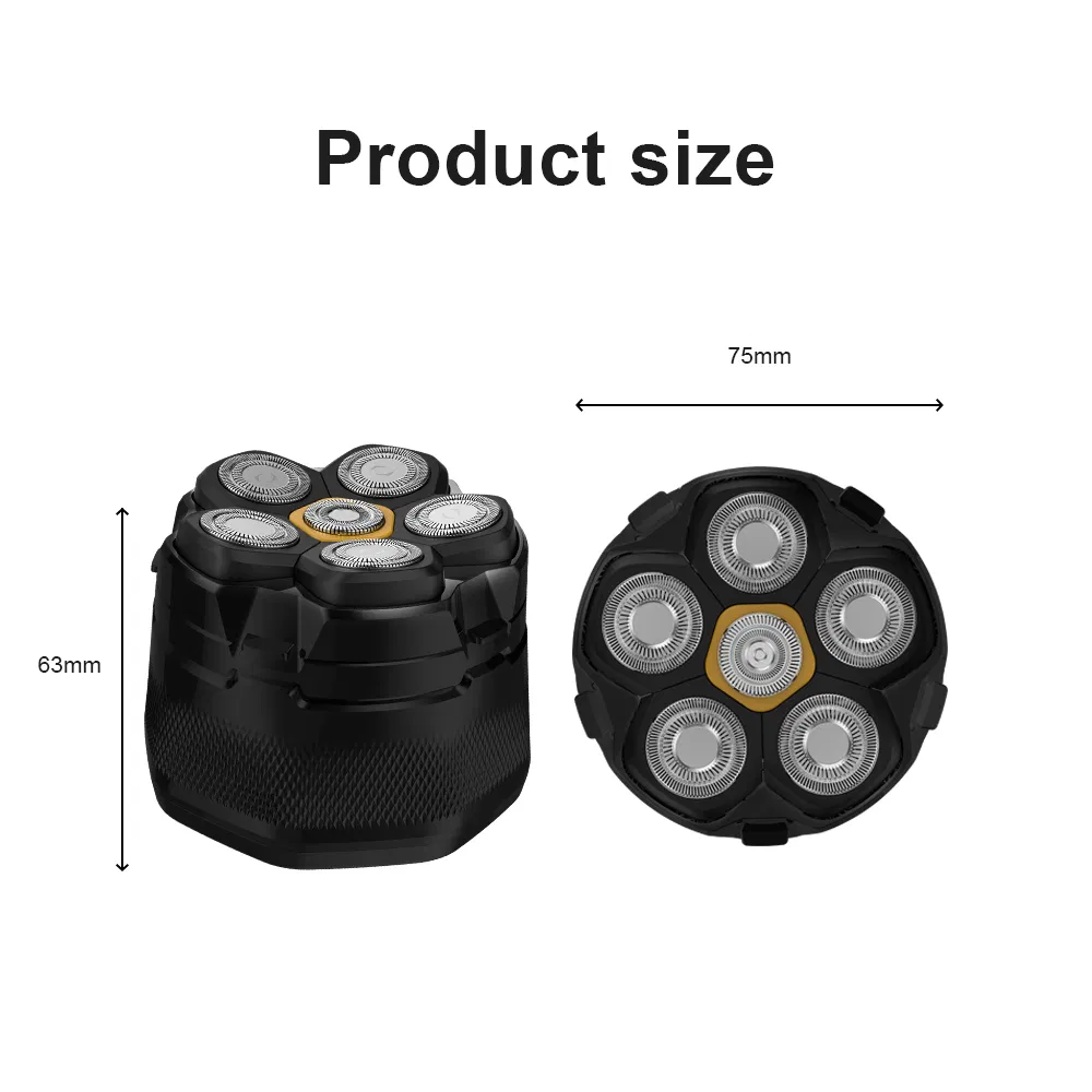 6D Head Bald Shaver Magnetic Head Shaving Machine Cordless Electric Mini Rotary Shavers for Men with LED Display