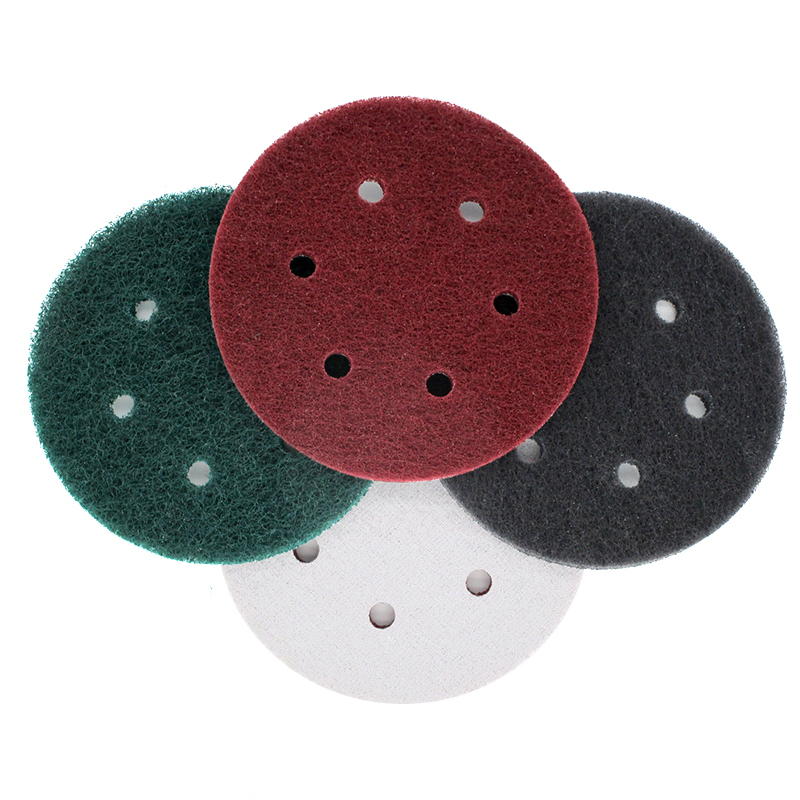 6 Inch 150mm Round Hook and Loop 6-Hole Scouring Pad Industrial Heavy Duty Nylon Cleaning Cloth