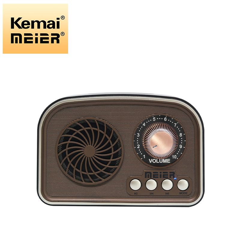 New Top Seller Portable Multi Band Bt Radio with SD TF Card USB Slot Speaker Vintage Wood Grain Radio