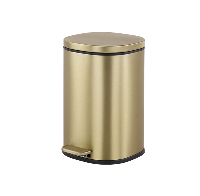 5L Golden Pedal Bin Soft Close Dust Bin Rectangular Shape Waste Bins for Bathroom Kitchen Office