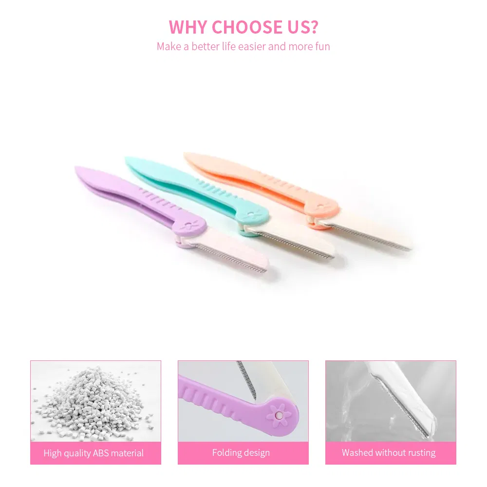 Women and Men's Mini Dermaplaning Plastic Handle Eye Brow Face Razor Folding Body Eyebrow Shaver