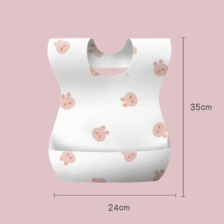 OEM Custom 20 PCS Individually Packaged Absorbent Leakproof Non Woven Fabric Disposable Baby Bib for Feeding & Travel