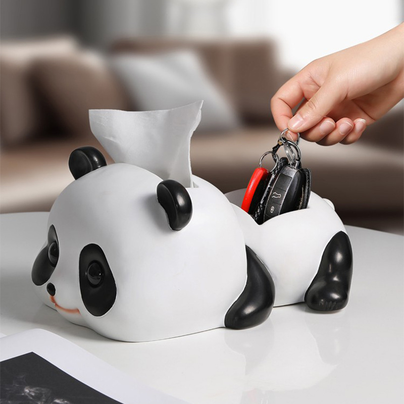 Resin Panda Shape Tissue Paper Box Tabletop Multifunction Tissue Boxes