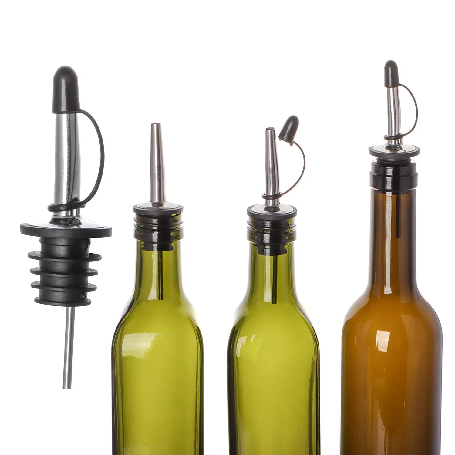 Recycled Bar Accessories Green Amber Stainless Steel Wine Pourer for Oil Pouring