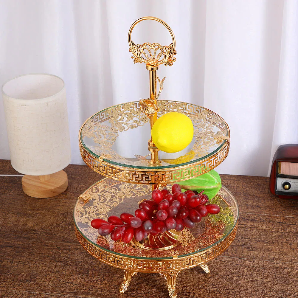 Golden Nordic Fruit Storage Double Layered for Home Living Room Tray