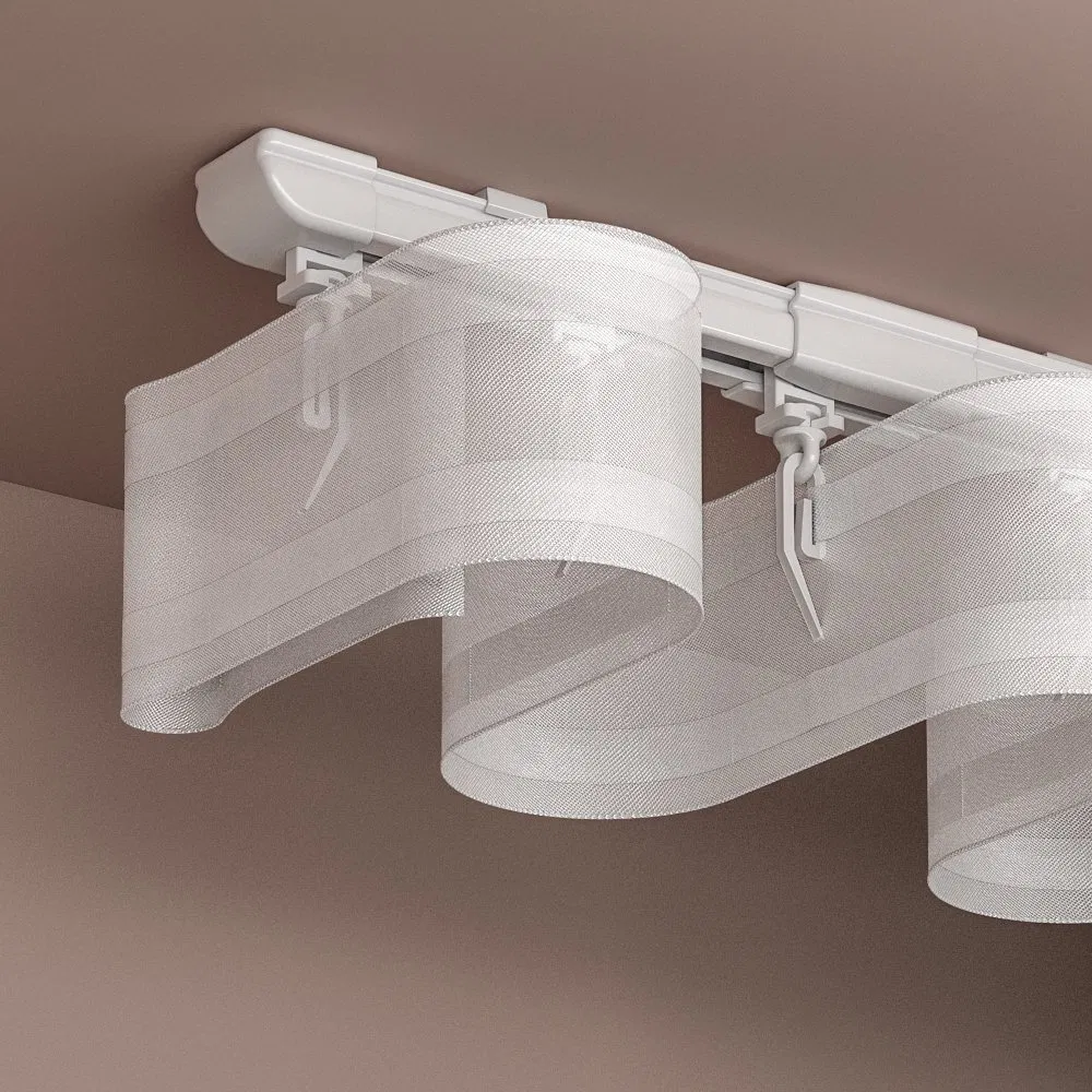 Modern Ripple Fold Snap-on Runner with Fullness Bendable Curtain Rail
