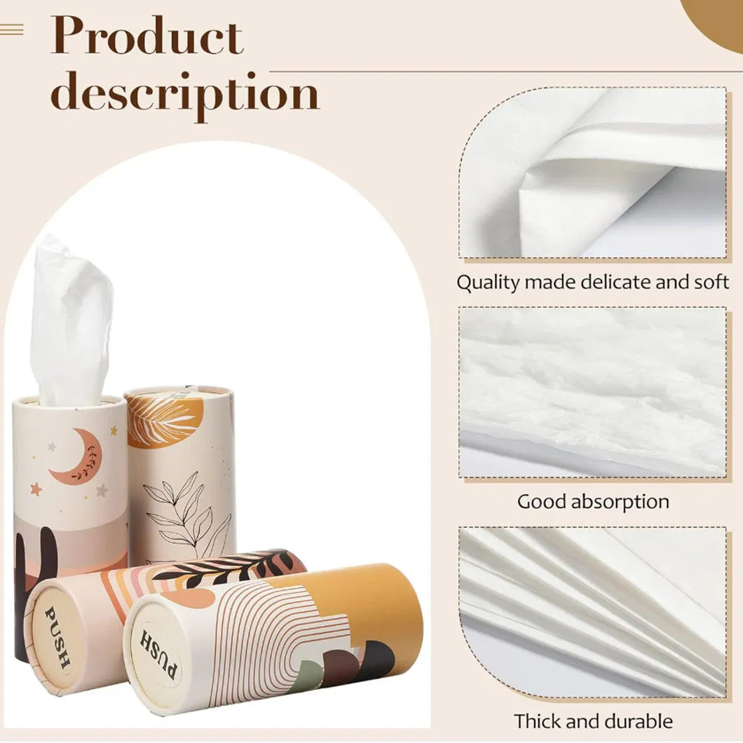 Eco Friendly 2ply 50sheets Car Holder Napkin Paper Facial Napkin Customized Logo Cylinder Car Tissue