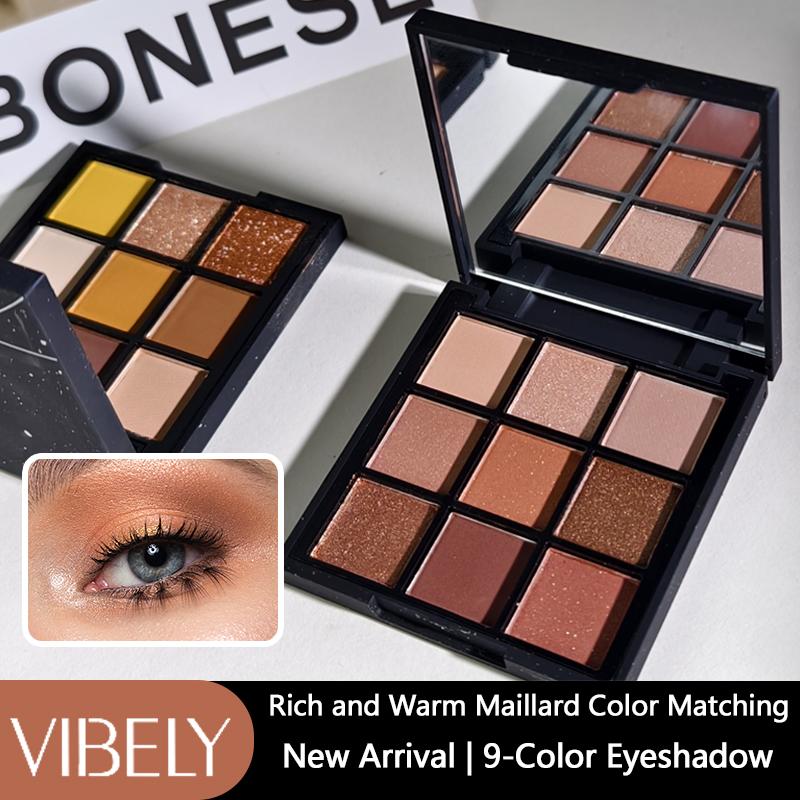 Makeup Contouring Shiny Nude Glitter 9 Colors Eye Shadow Palette with Mirror