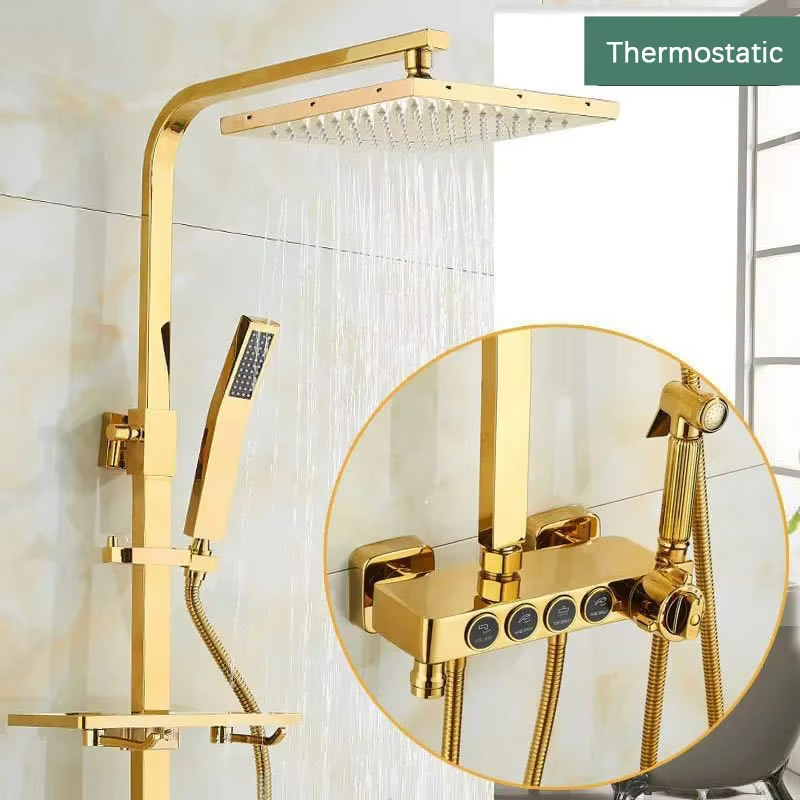 Смеситель для ванны термостатический настенный с цифровым душем