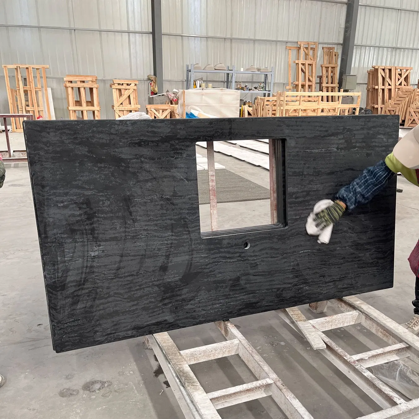 High Glossy Solid Surface Cheap Price Artificial Black Quartz Stone Kitchen Tops Countertop