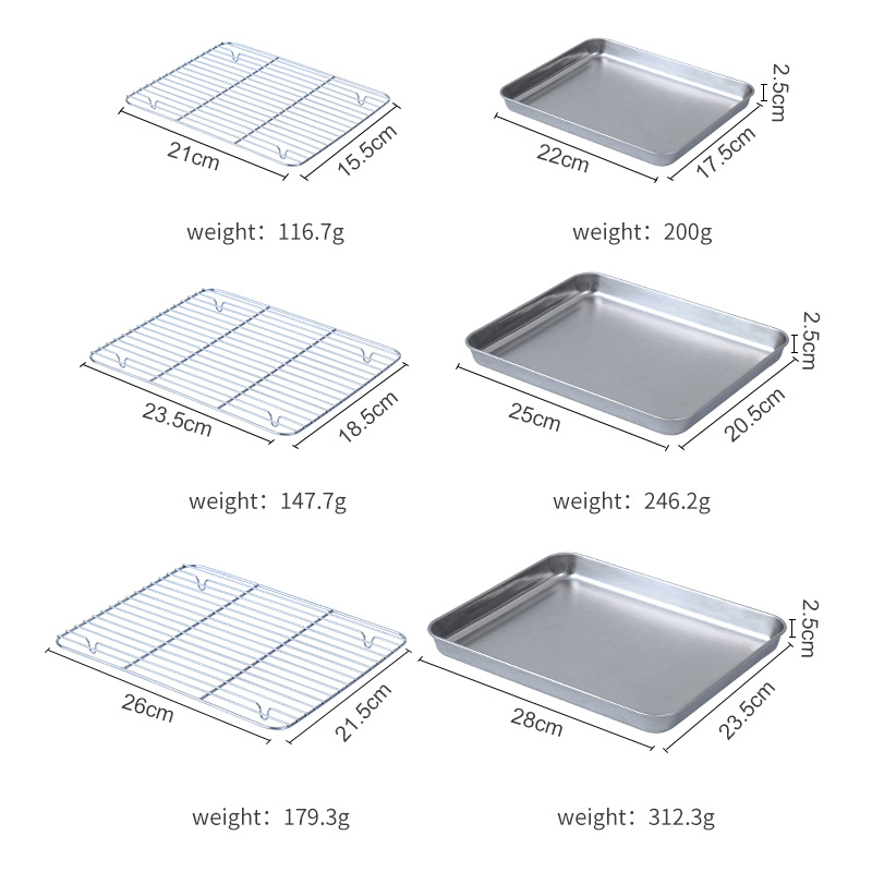 Wholesale Kitchenware Net Frame Baking Pan Non Toxic Stainless Steel Oven Tray Bread Baking Tray with Basic Customization