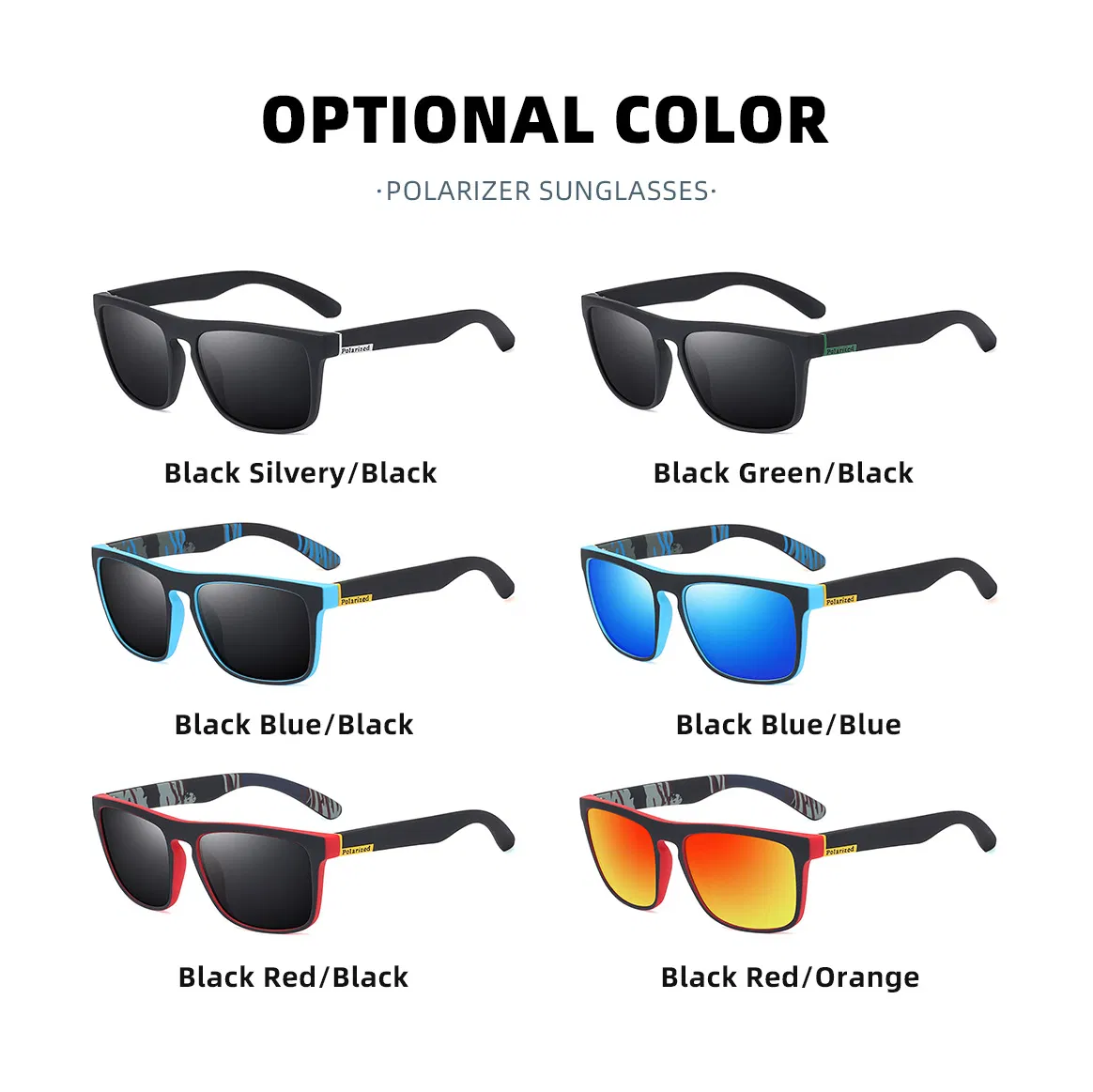 Dropshipping Fishing Polarized Outdoor Sports Sunglasses Men Women Metal Hinge UV400 Glasses Fashion Square Cool Gafas De Sol