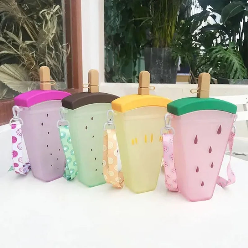 Leakproof Watermelon Popsicle Drinking Bottle with Straw and Adjustable Strap Tg011_9