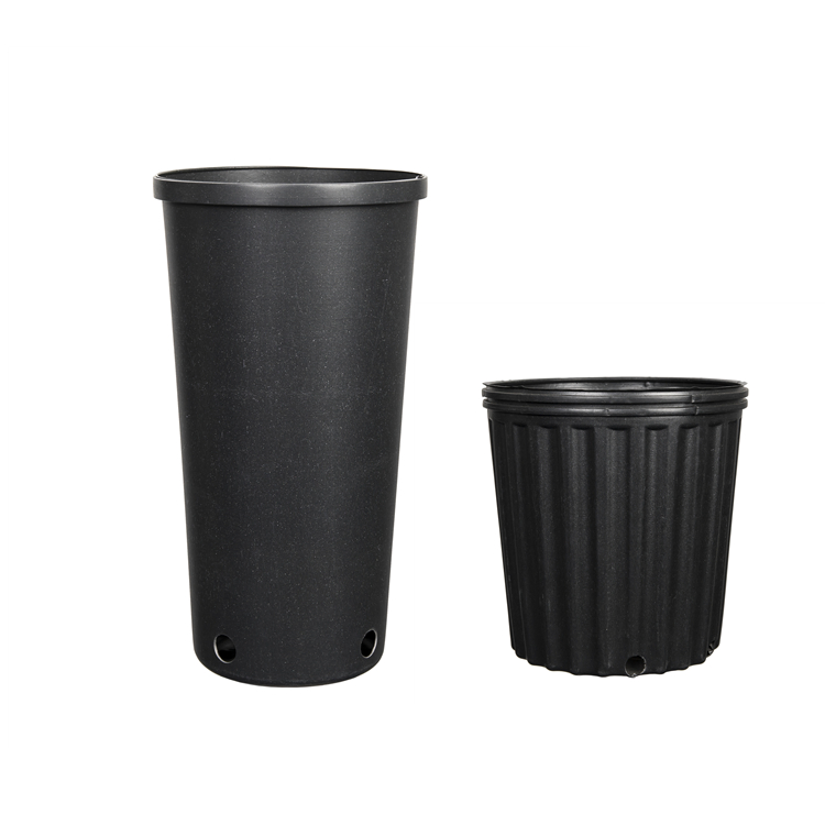 Горшки для рассады пластиковые 5-35 л, черные, круглые