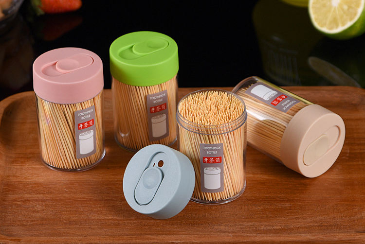 Low Price Simple Plastic Toothpick Dispenser with Transparent Body and Simple Lid
