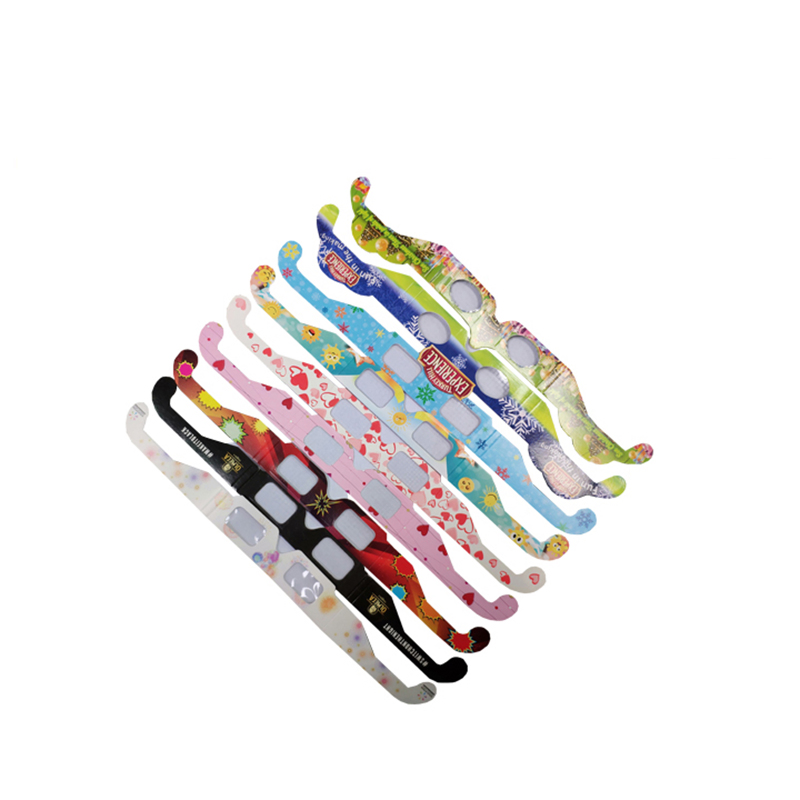 Bulk Custom Halloween Night Club 3D Santa Christmas Clear Rainbow Snow Star Heart Shape Effect Paper Light Diffraction Glasses