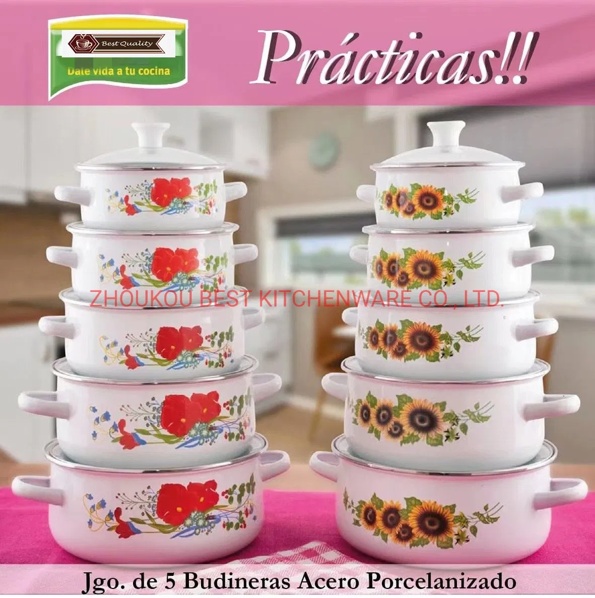 5PCS Enamelware Casserole Set with Glass Lid Factory Sales