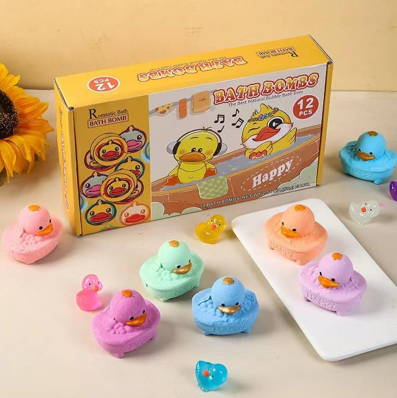 Online Wholesale and Retail Kids Duck Shower Bath Bomb 12PCS 60g Set Natural Moisturizing Bubble Bath Salt Oil-Control Aromatherapy