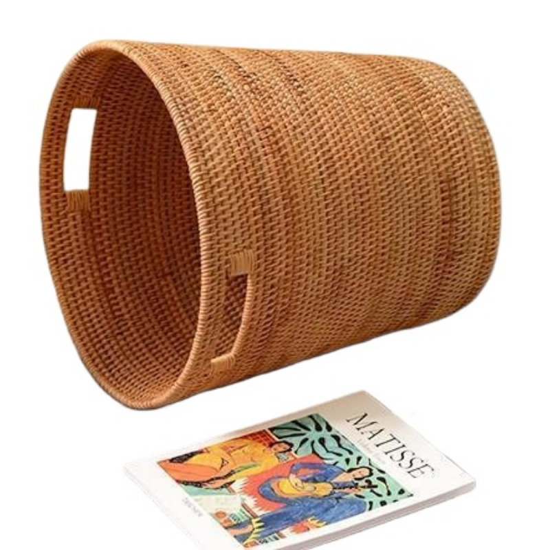 Wholesale Handmade Round Rattan Woven Waste Lids Wicker Laundry Home Clothing Storage & Organization Baskets