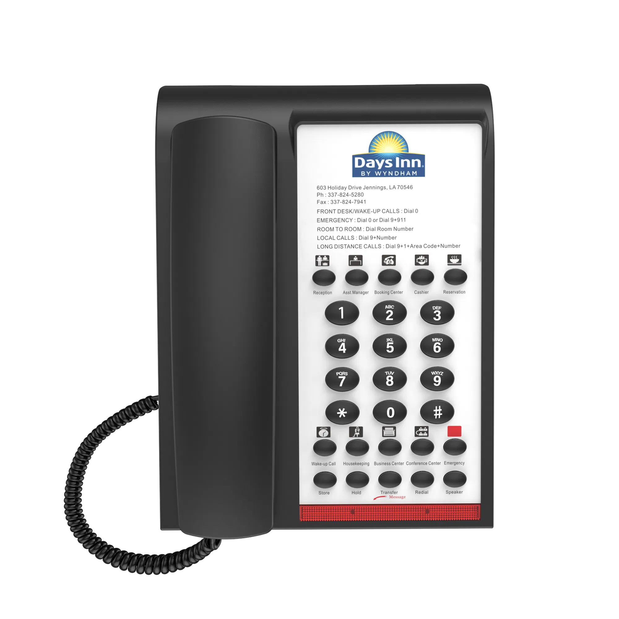 Global Star Hotel Corded Telephone with Custom Faceplate Design