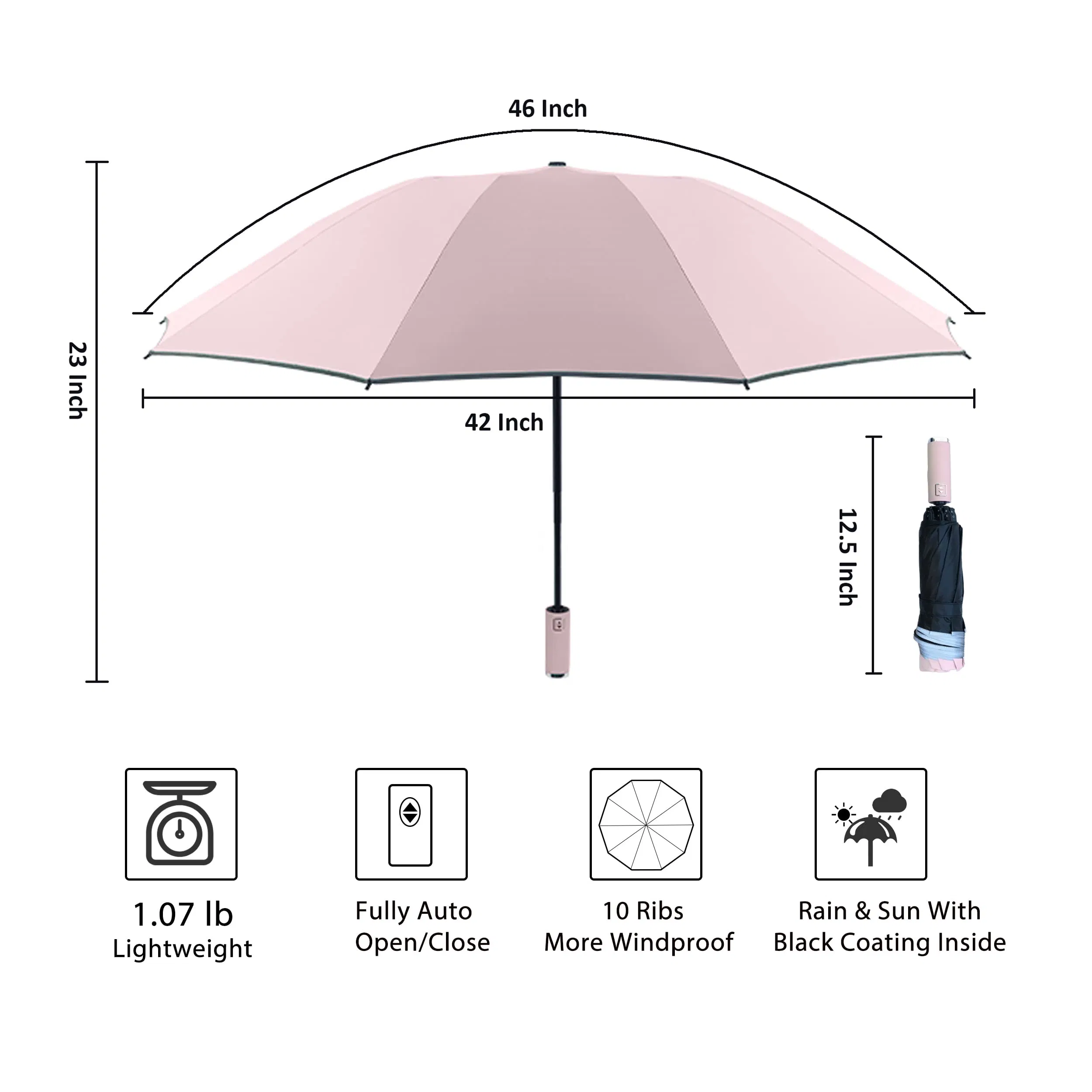 Berserk Big Size UV Protection Sun Inverted Compact Automatic Reverse Umbrella