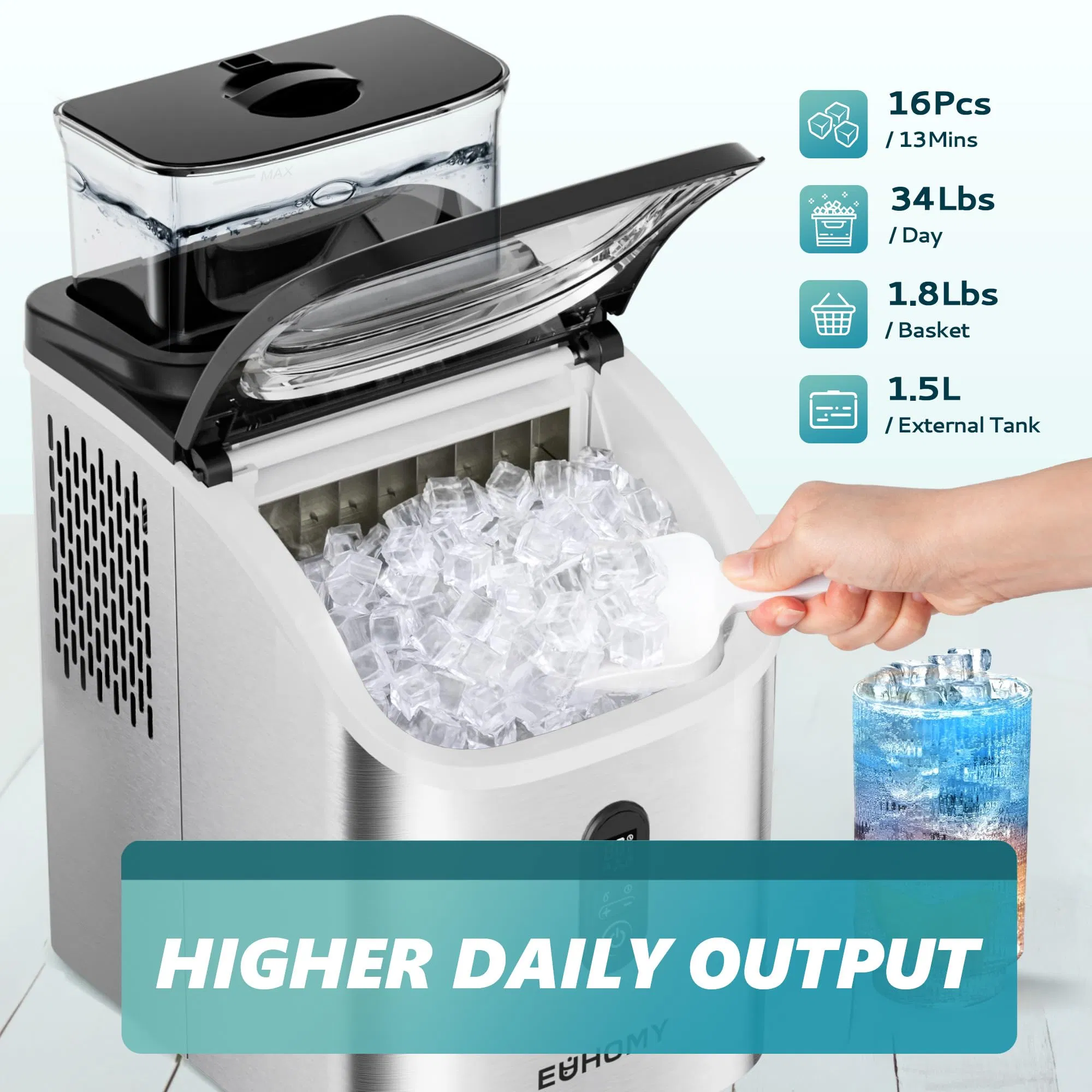 Portable Ice Maker with Touch Control for User-Friendly Operation