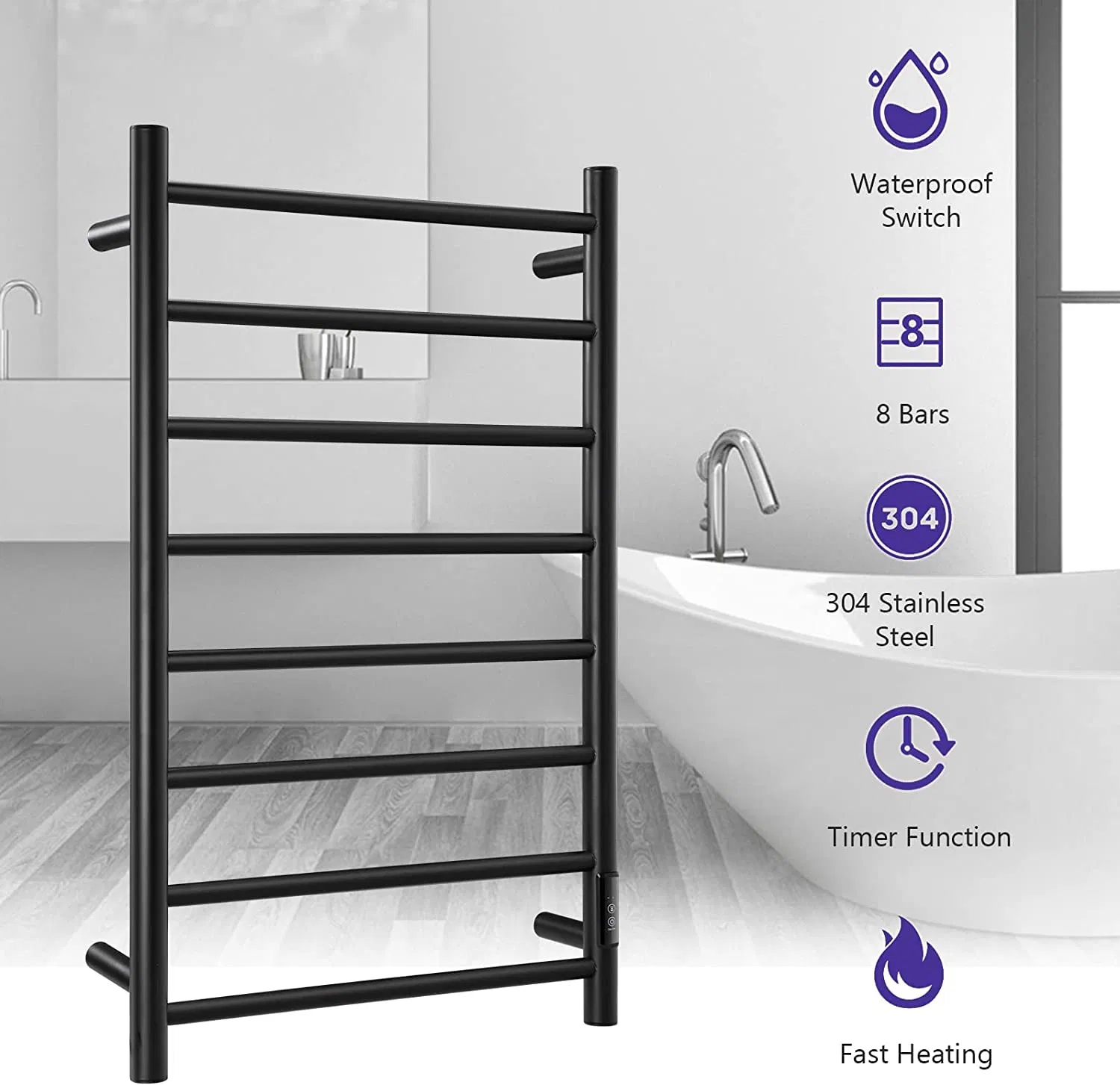 Stainless Steel Hot Towel Rack Bath Towel Heater Brushed Nickel