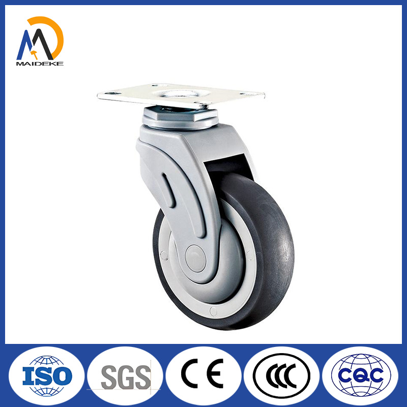Durable TPR Swivel Threaded Stem Casters with Total Brake, Suitable for Medical Carts and Equipment.