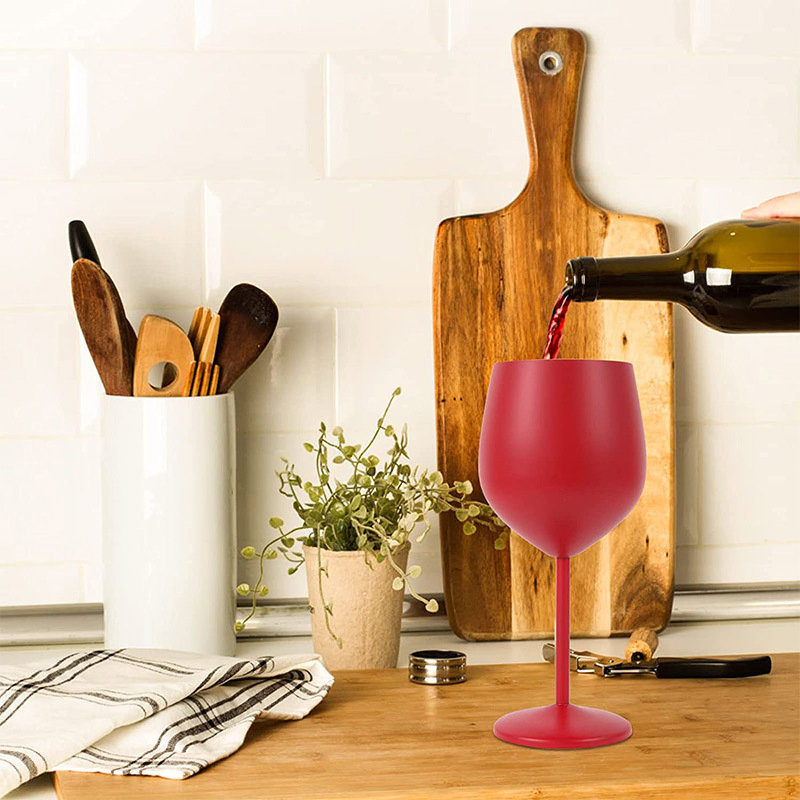 Gold Stainless Steel Stem Cups Red Stemmed Wine Glass Champagne Goblet Cup Drinking Cup