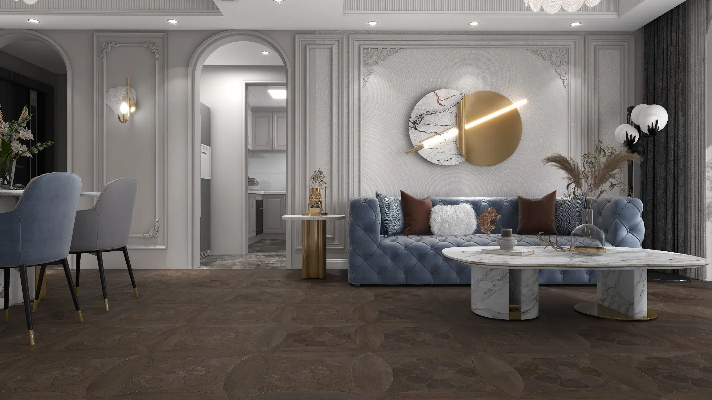 High Gloss Mirror Waterproof 8mm Dhf Floating Art Parquet Laminate Flooring