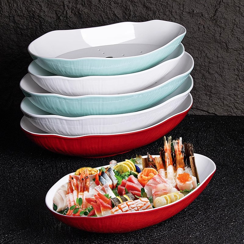 Sashimi Dry Ice Plate Special Melamine Seafood Sushi Restaurant Salmon Serving Plate