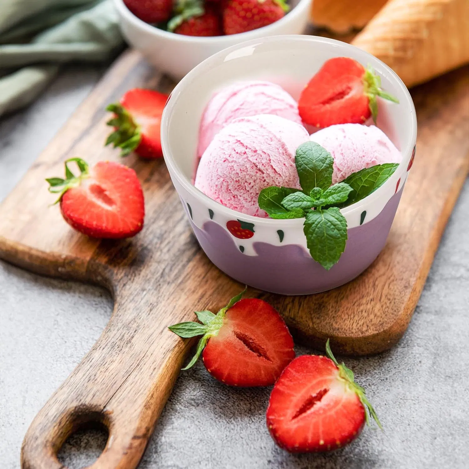 Cute Ceramic Ice Cream Bowl for Party Desert Bowl Set Wedding Birthday Mini Ice Cream Maker Bowl