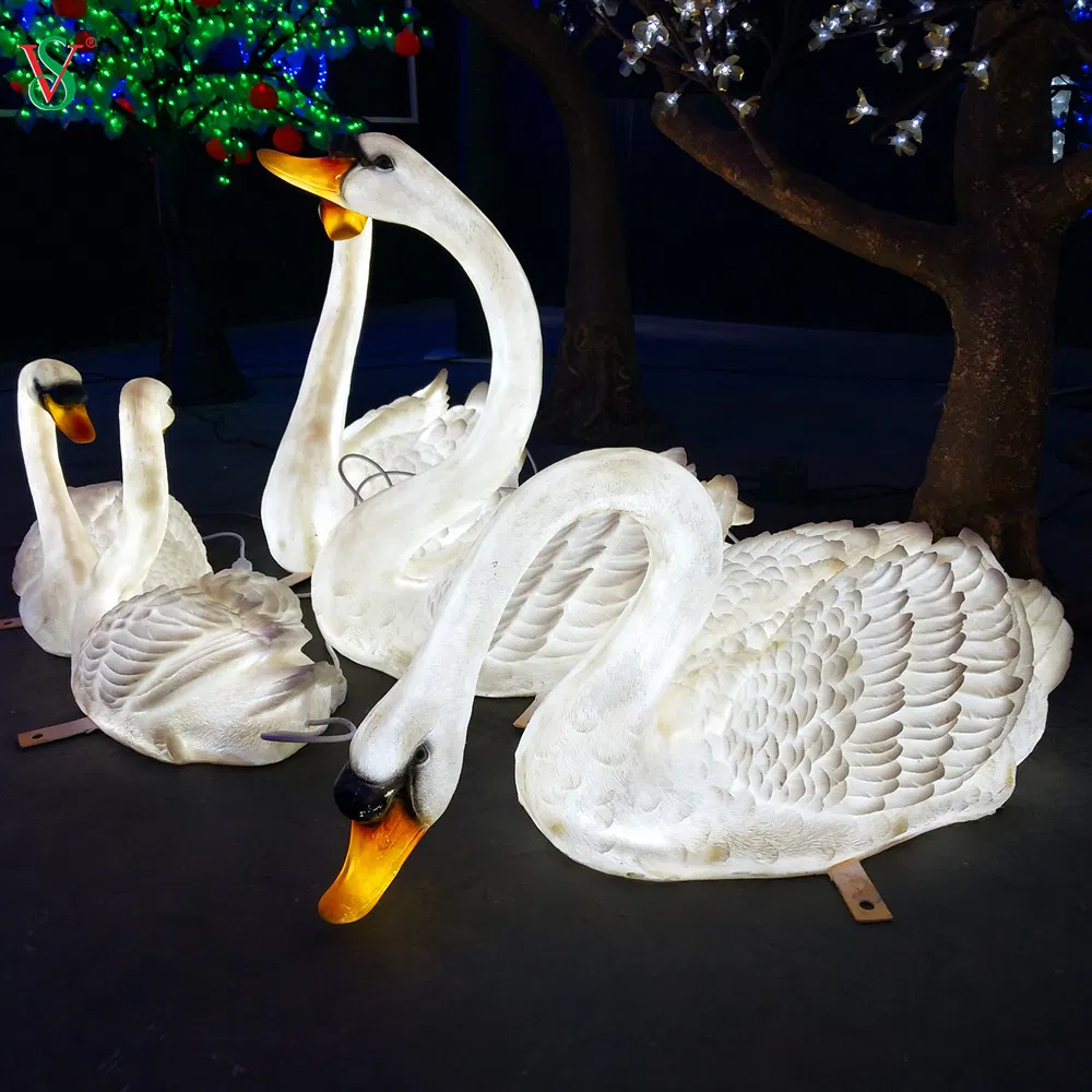 LED 3D Fiberglass Swan Small Animals Lights for Home Decoration