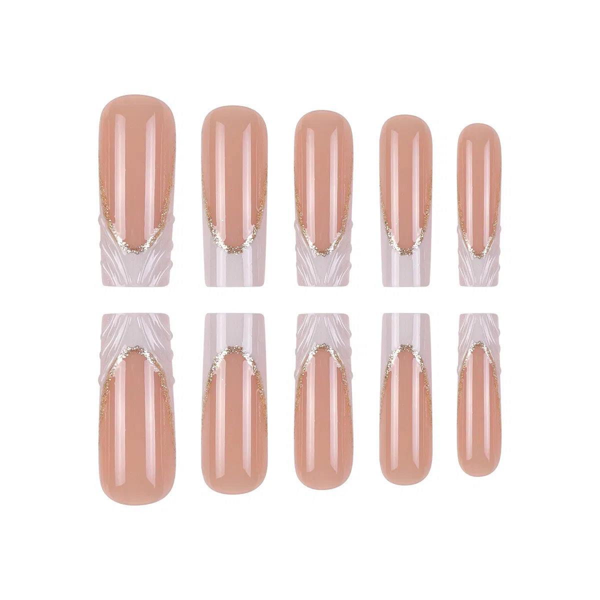 Cross-Border Explosive Long Water Pipe European and American Fake Nail Finished Products 3D Three-Dimensional French False Nail Wearable Nail Art