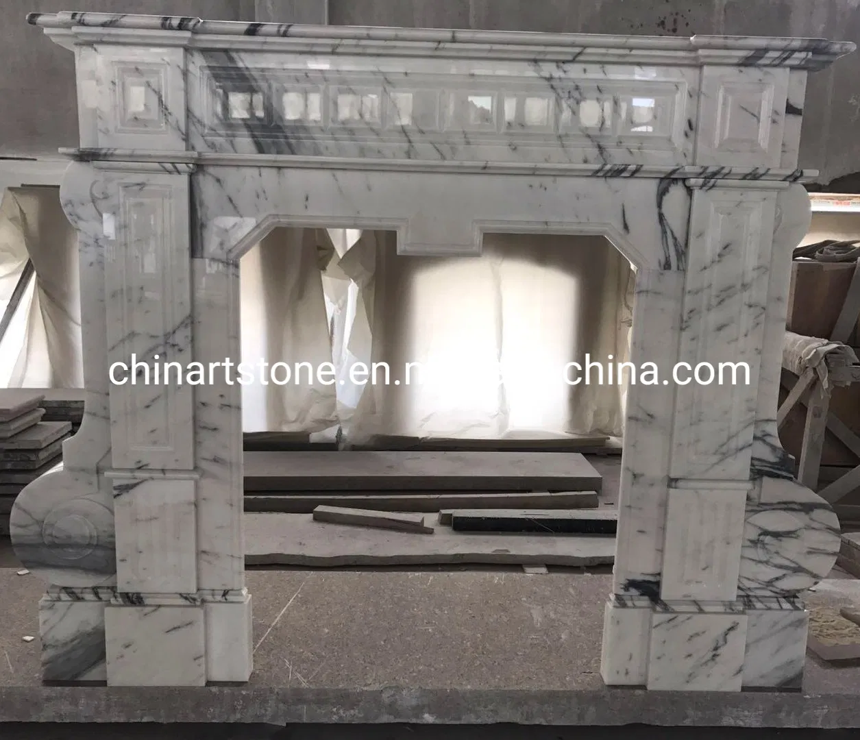Top Quality Arabascata White Marble Fireplace