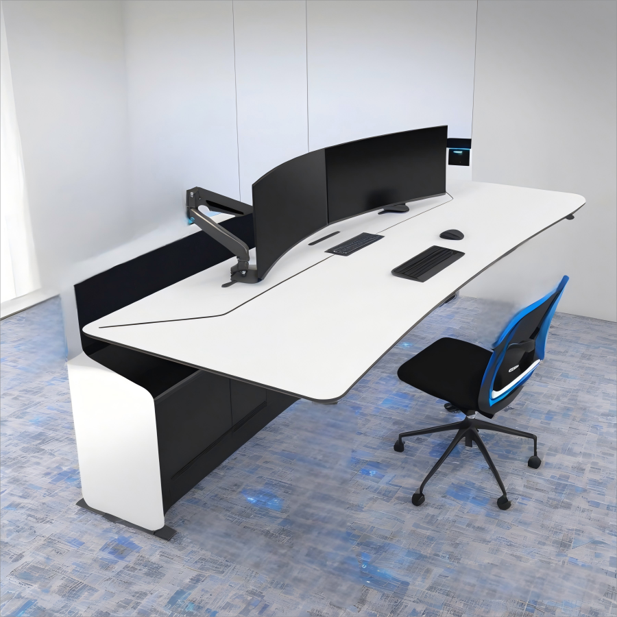 Стол офисный металл модульный с подсветкой пультом шкаф