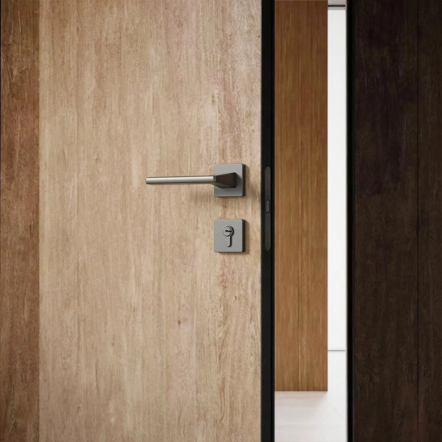Factory Premium Zinc Alloy Brushed Champagne Gold Lever Door Handle on Square Rosette