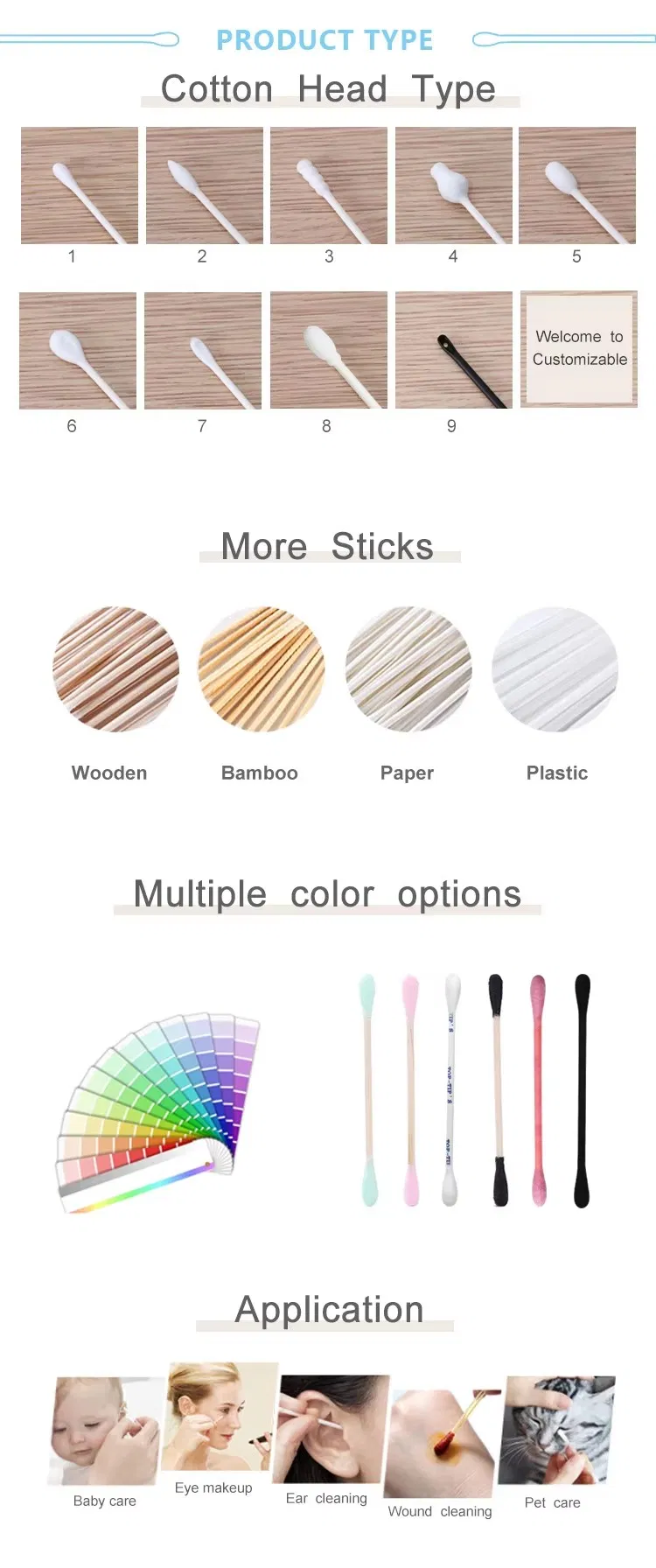 Cute Animal Cartoon Multipurpose Cotton Swab OEM ODM Customized Professional Manufacturing