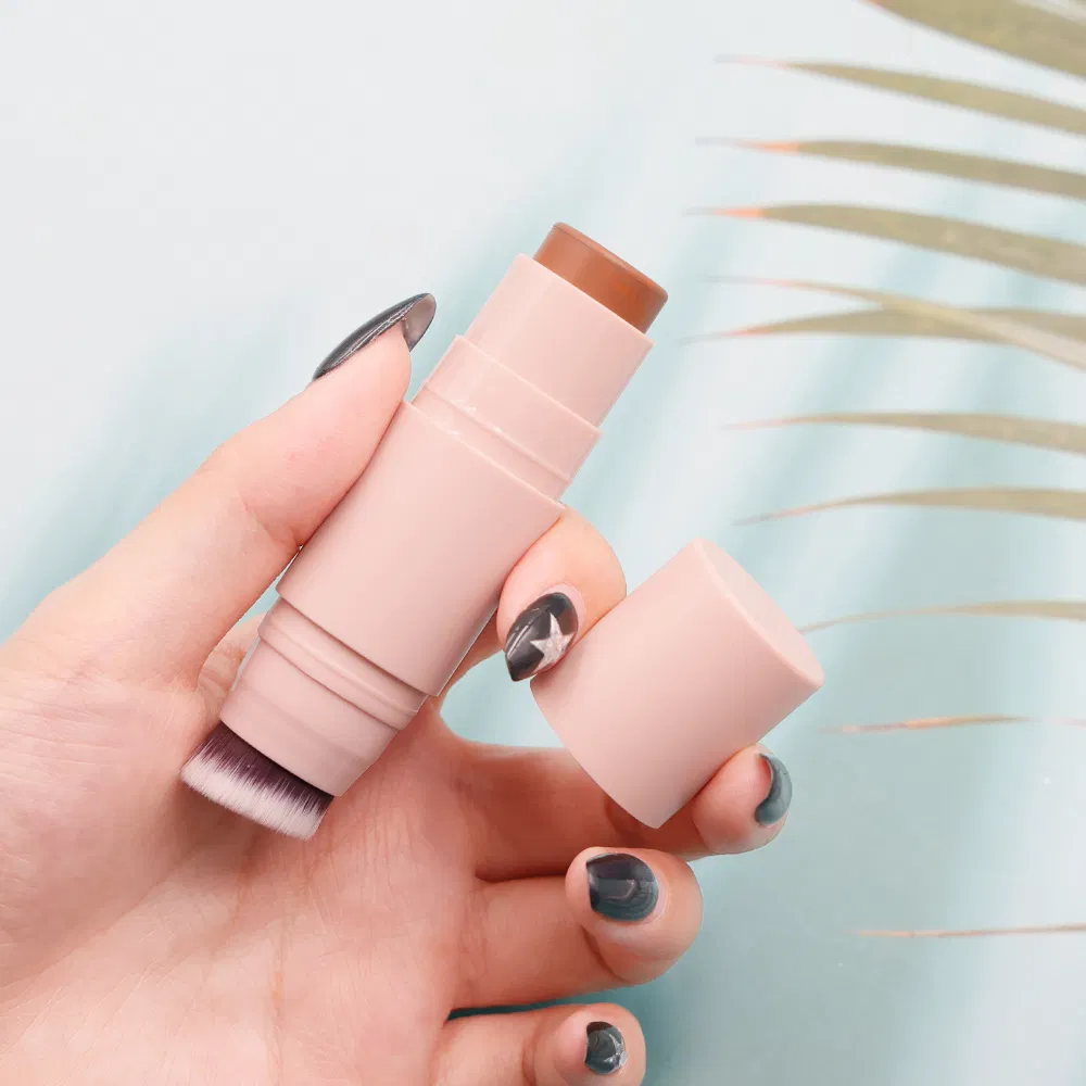 Private Label Vegan Cruelty Free Waterproof Pink Cheek 2 in 1 with Brush Creamy Concealer Bronzer Blush Highlighter Sticker